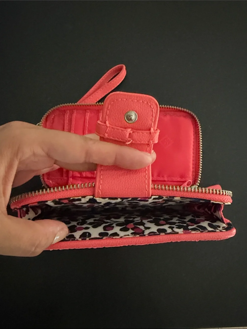 Vera Bradley Coral Quilted Wristlet Card Holder with ID Window